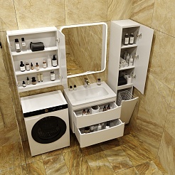 Style Line Мебель для ванной Бергамо Мини 70 подвесная белая Люкс антискрейтч Plus – фотография-19